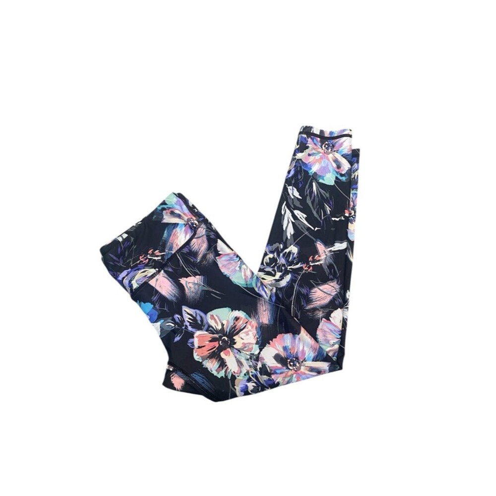 Fabletics Floral Leggings Women’s Small High Rise Workout Yoga Pants Multicolor